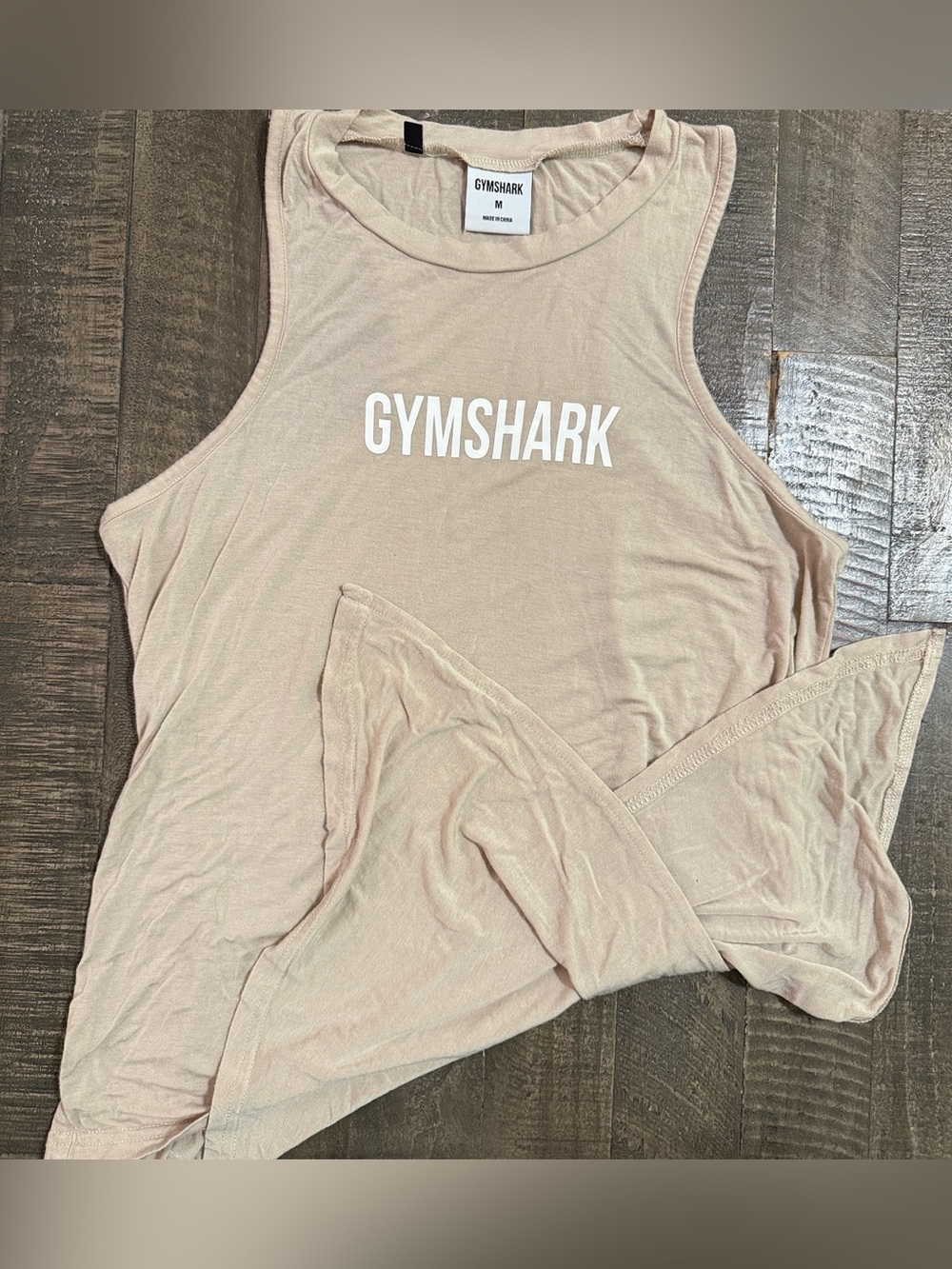 Gymshark Pale Blush Muscle Tank with White Logo